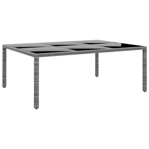 ZNTS Garden Table 200x150x75 cm Tempered Glass and Poly Rattan Grey 310587
