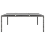 ZNTS Garden Table 200x150x75 cm Tempered Glass and Poly Rattan Grey 310587