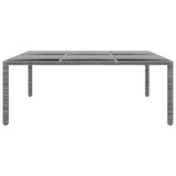 ZNTS Garden Table 200x150x75 cm Tempered Glass and Poly Rattan Grey 310587