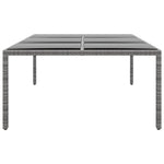 ZNTS Garden Table 200x150x75 cm Tempered Glass and Poly Rattan Grey 310587