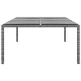 ZNTS Garden Table 200x150x75 cm Tempered Glass and Poly Rattan Grey 310587