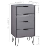 ZNTS Drawer Cabinet Grey 45x39.5x90.3 cm Solid Pine Wood 321122