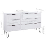 ZNTS Drawer Cabinet White 119.3x39.5x73.6 cm Solid Pine Wood 321129