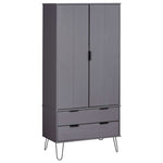 ZNTS Wardrobe New York Grey Solid Pine Wood 321134