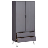 ZNTS Wardrobe New York Grey Solid Pine Wood 321134