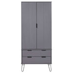 ZNTS Wardrobe New York Grey Solid Pine Wood 321134