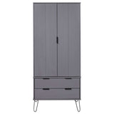 ZNTS Wardrobe New York Grey Solid Pine Wood 321134