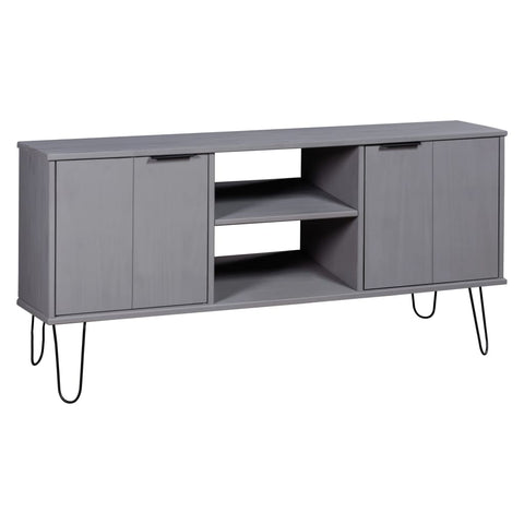 ZNTS TV Cabinet New York Grey Solid Pine Wood 321146