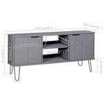 ZNTS TV Cabinet New York Grey Solid Pine Wood 321146
