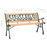 ZNTS Garden Bench 122 cm Cast Iron and Solid Firwood 312031