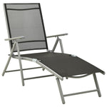 ZNTS Folding Sun Lounger Textilene and Aluminium Black and Silver 312191