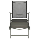 ZNTS Folding Sun Lounger Textilene and Aluminium Black and Silver 312191