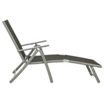 ZNTS Folding Sun Lounger Textilene and Aluminium Black and Silver 312191