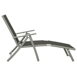 ZNTS Folding Sun Lounger Textilene and Aluminium Black and Silver 312191