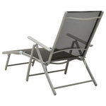ZNTS Folding Sun Lounger Textilene and Aluminium Black and Silver 312191