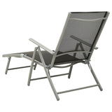 ZNTS Folding Sun Lounger Textilene and Aluminium Black and Silver 312191