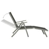 ZNTS Folding Sun Lounger Textilene and Aluminium Black and Silver 312191