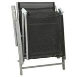 ZNTS Folding Sun Lounger Textilene and Aluminium Black and Silver 312191