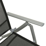 ZNTS Folding Sun Lounger Textilene and Aluminium Black and Silver 312191