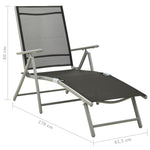 ZNTS Folding Sun Lounger Textilene and Aluminium Black and Silver 312191