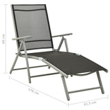 ZNTS Folding Sun Lounger Textilene and Aluminium Black and Silver 312191