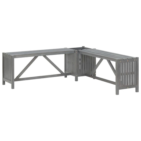 ZNTS Garden Corner Bench with Planter 117cm Solid Acacia Wood Grey 311824
