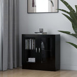 ZNTS Vitrine Cabinet Black 82.5x30.5x80 cm Engineered Wood 802742