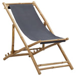 ZNTS Deck Chair Bamboo and Canvas Dark Grey 313018