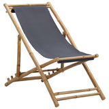 ZNTS Deck Chair Bamboo and Canvas Dark Grey 313018