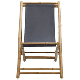 ZNTS Deck Chair Bamboo and Canvas Dark Grey 313018