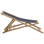 ZNTS Deck Chair Bamboo and Canvas Dark Grey 313018