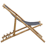 ZNTS Deck Chair Bamboo and Canvas Dark Grey 313018