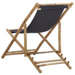 ZNTS Deck Chair Bamboo and Canvas Dark Grey 313018