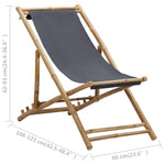 ZNTS Deck Chair Bamboo and Canvas Dark Grey 313018