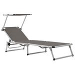 ZNTS Folding Sun Loungers with Roof 2 pcs Aluminium&Textilene Grey 312460