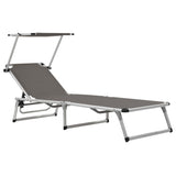 ZNTS Folding Sun Loungers with Roof 2 pcs Aluminium&Textilene Grey 312460