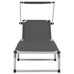 ZNTS Folding Sun Loungers with Roof 2 pcs Aluminium&Textilene Grey 312460