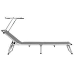 ZNTS Folding Sun Loungers with Roof 2 pcs Aluminium&Textilene Grey 312460