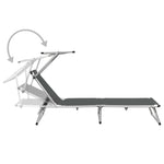 ZNTS Folding Sun Loungers with Roof 2 pcs Aluminium&Textilene Grey 312460