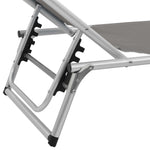 ZNTS Folding Sun Loungers with Roof 2 pcs Aluminium&Textilene Grey 312460