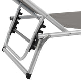 ZNTS Folding Sun Loungers with Roof 2 pcs Aluminium&Textilene Grey 312460