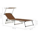 ZNTS Folding Sun Loungers with Roof 2 pcs Aluminium&Textilene Brown 312461