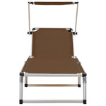 ZNTS Folding Sun Loungers with Roof 2 pcs Aluminium&Textilene Brown 312461
