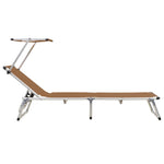 ZNTS Folding Sun Loungers with Roof 2 pcs Aluminium&Textilene Brown 312461