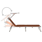 ZNTS Folding Sun Loungers with Roof 2 pcs Aluminium&Textilene Brown 312461