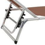 ZNTS Folding Sun Loungers with Roof 2 pcs Aluminium&Textilene Brown 312461