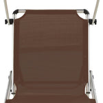 ZNTS Folding Sun Loungers with Roof 2 pcs Aluminium&Textilene Brown 312461