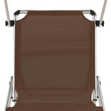 ZNTS Folding Sun Loungers with Roof 2 pcs Aluminium&Textilene Brown 312461