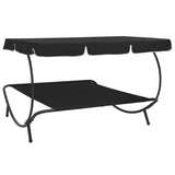 ZNTS Outdoor Lounge Bed with Canopy Black 313525