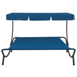 ZNTS Outdoor Lounge Bed with Canopy Blue 313527